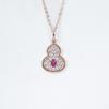 Rose Gold Ruby Gourd Necklace - S925 Sterling Silver, Chinese Style, Full Diamond Luxury Women's Fashion Accessory