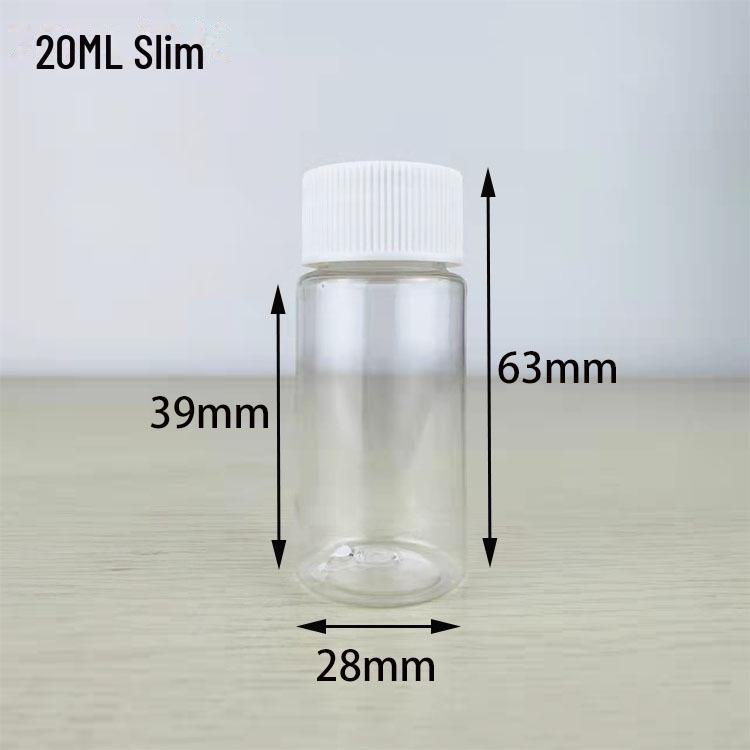 30, 100, 250 ml transparente PET-Weithalskapselflasche mit versiegeltem Deckel