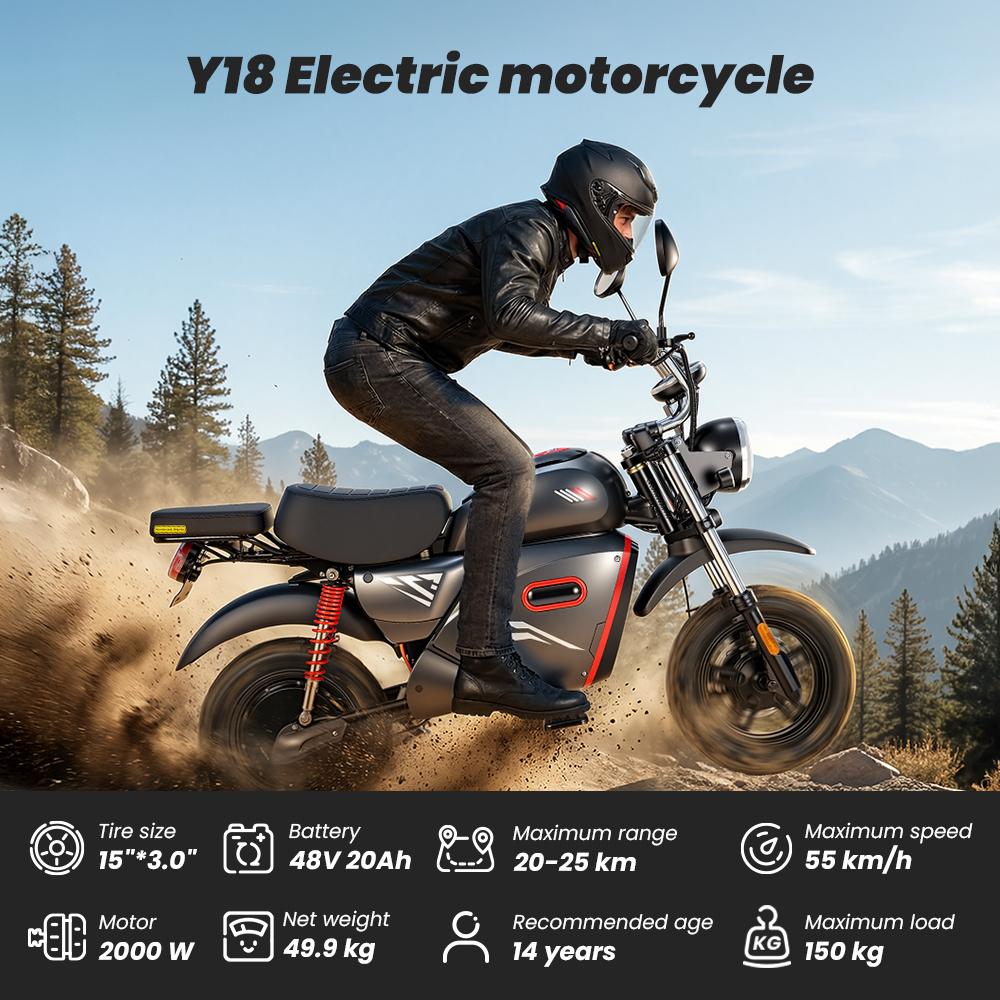 Bicicletă Electrică iScooter Y18 15" Motor de Vârf 2000W Suspensie Completă Motocicletă Electrică pentru Adulți 48V 20AH Cu Deblocare NFC Sarcina Maximă 150Kg