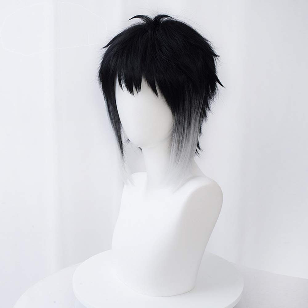 One Piece Akutagawa Ryunosuke Cosplay Wig, Black/Gray, Heat-Resistant
