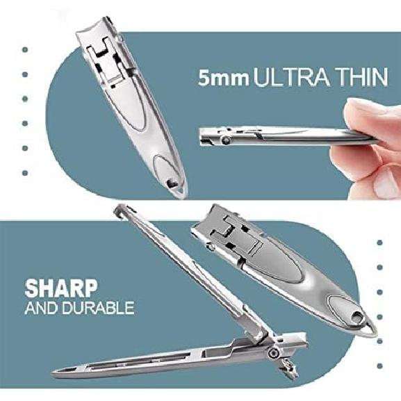 

0.2 Inches Ultra-Thin Portable Nail Clippers, Stainless Steel Nail Clippers for Thick Nails for Men and Women, Nail Tools (Black+Silver), 1.0 Count