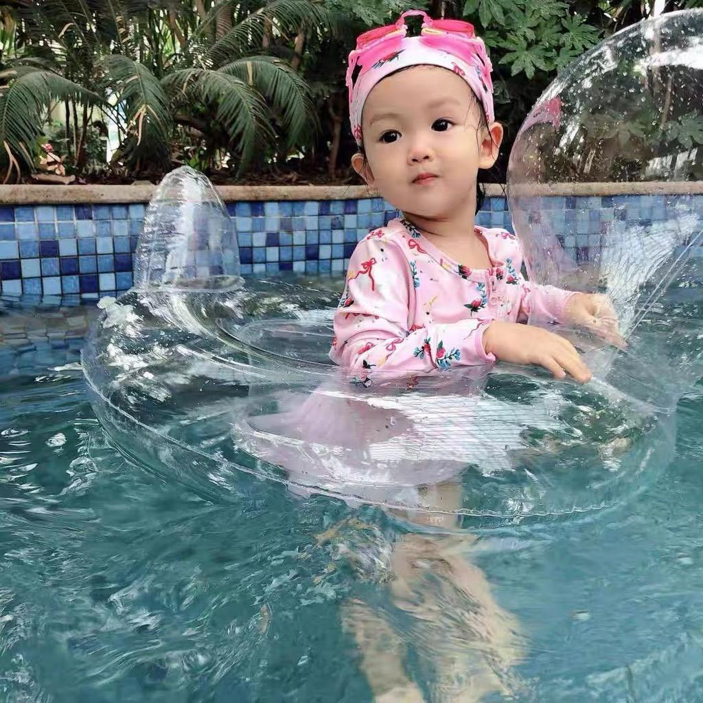 Transparent Big Head Duck Swim Ring For Babies 0-7 Years Old Pvc Thickness 0.25