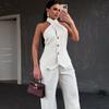 2025 Summer Women's Halter Top & High Waist Long Pants Set - European & American Style