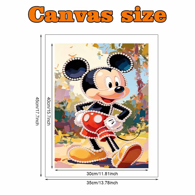 Disney Pearl Art Painting Mickey Mouse Home Wall Decor Art Crafts Handmade DIY Adult/Beginner Gift Creative Home Decor Frameless Canvas Artwork