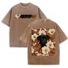 Double Sided Animal Pattern Print Vintage Washed T Shirt Oversized Cotton Aesthetic Kawaii Casual Short Sleeve Streetwear Tee