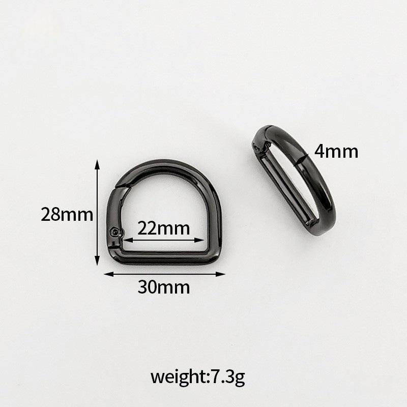 D-Shaped Zinc Alloy Spring Ring Keychain, 22mm Inner Diameter