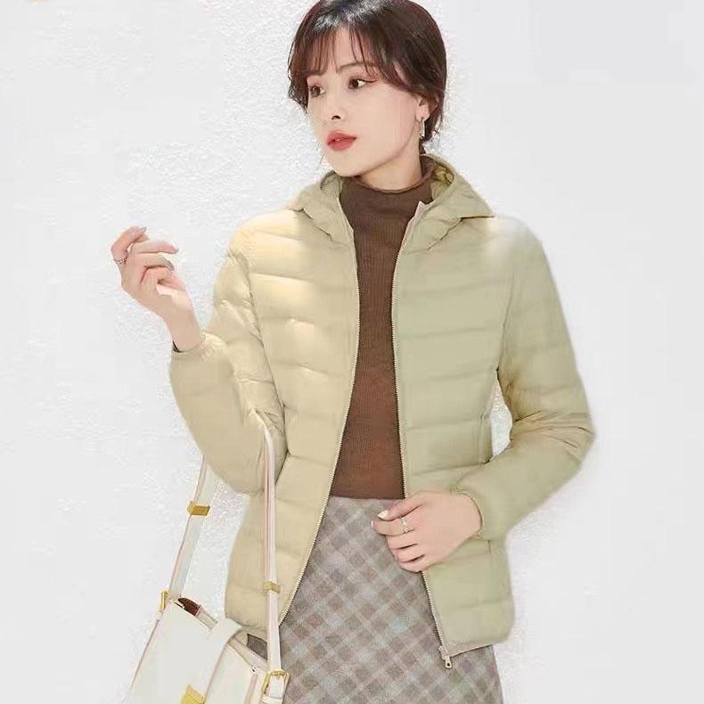 Down Jacket Women's Lightweight Short Hooded Autumn Winter White Duck Down Warm Jacket