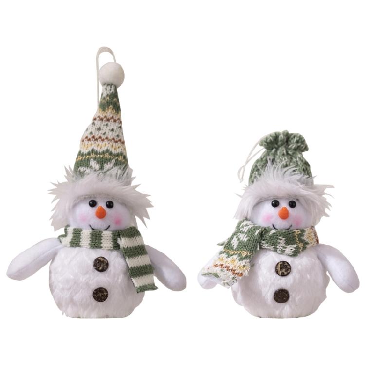 Set Of 2 Decorative LED Lamps Snowman Ornament with Colorful Accessories Elegant Christmas Ornamentation Supplies