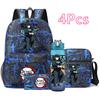 4 Pezzi/set Zaino Stampato Anime Demon Slayer Grande Capacità Borsa per Libri Borsa a Spalla Custodia per Borsa con Borraccia da 750ml Ragazzo Ragazza Zaino Impermeabile