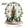 Ferris Wheel Display 2D Acrylic Christmas Tabletop Decoration, Festive Village Scene Ornament Playground Theme with Snowman & Trees, Holiday