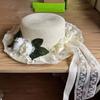 Breathable Vacation Beach Cap Lightweight with Garland Fisherman Straw Hat Big Brimmed Sunshade Topi Woven Sun Cap Women