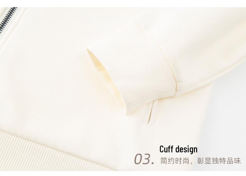 Men's Customizable Zippered Stand-Up Collar Hoodie with Double-Sided Jacquard Logo Print