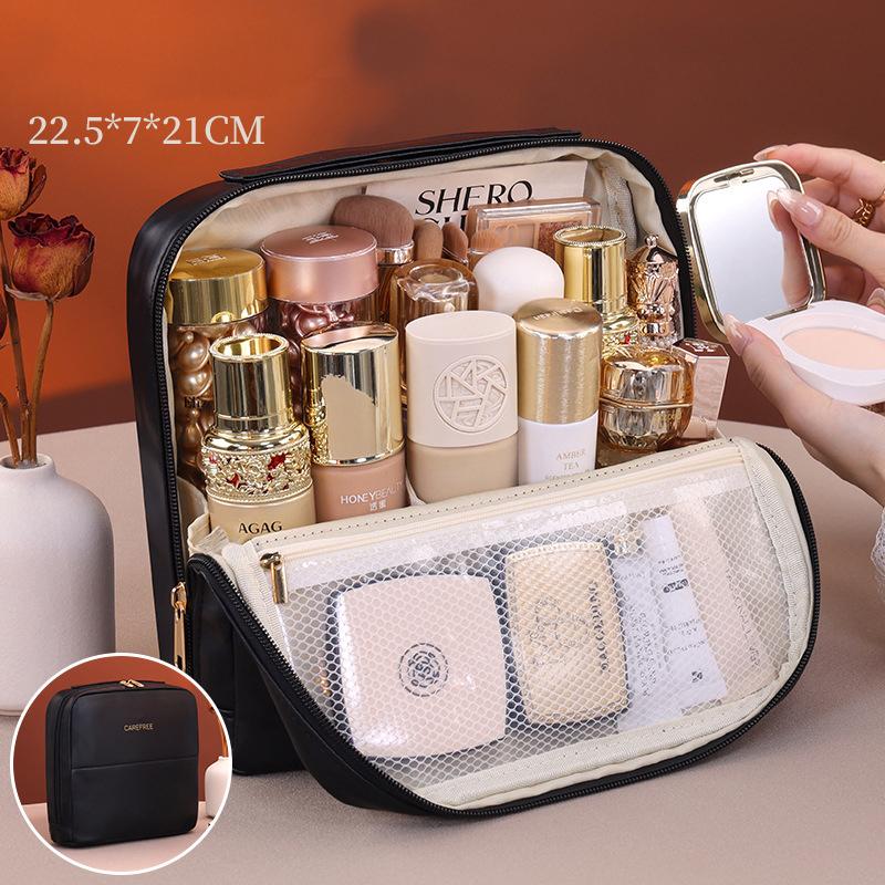 

New High-end Cosmetic Bags Waterproof Large Capacity Compartmentalized Storage Bags Portable Magnetic Clasp Can Hung Travel Bags чорний