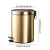 5L Champagne Gold Pedal Trash Can with Lid for Kitchen Use