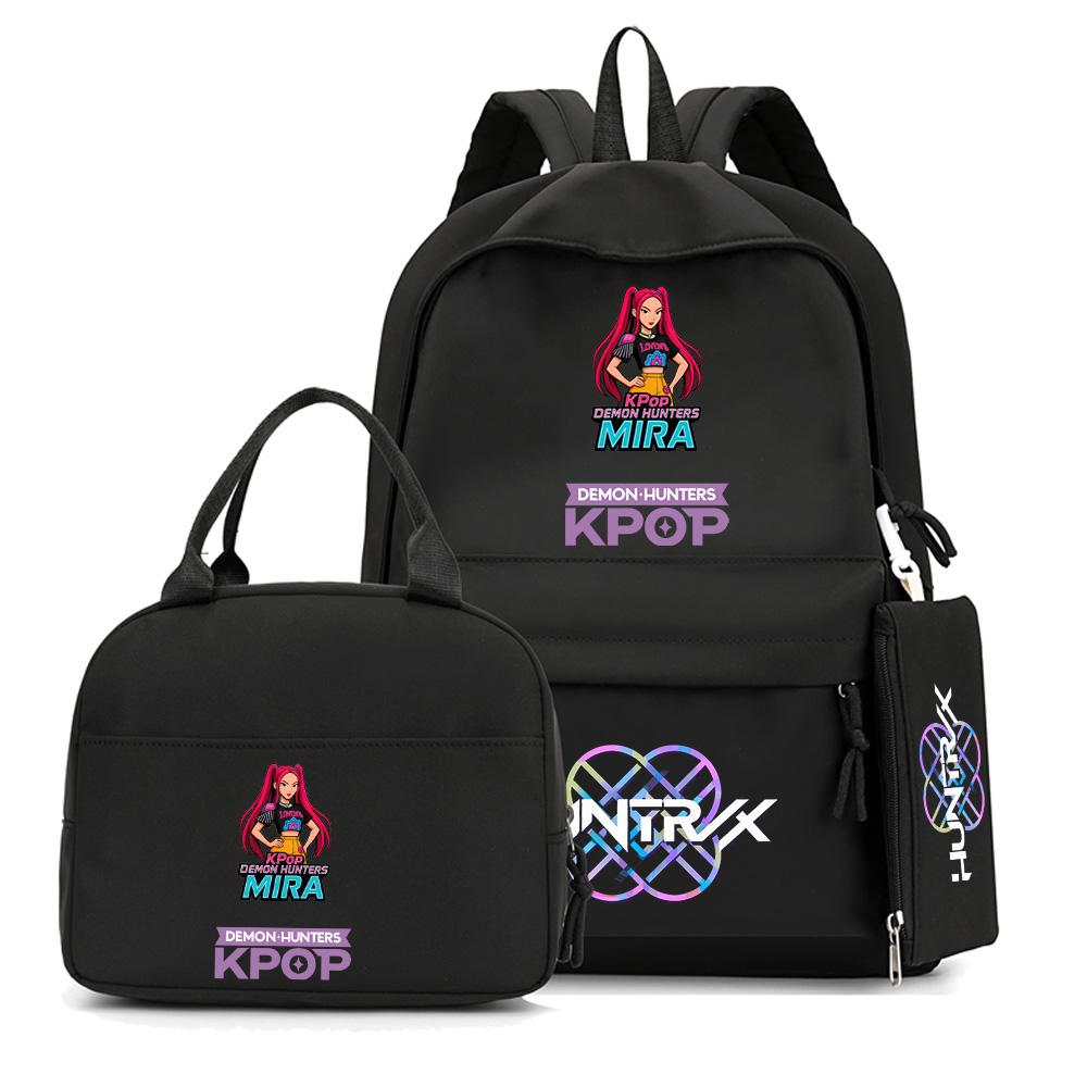 3Pcs/set Cartoon K-Pop Printed Backpack with Handbag Pencil Case for Teenager Student Boy Girl Schoolbag Bookbag Large Capacity Travel Bag Mochila
