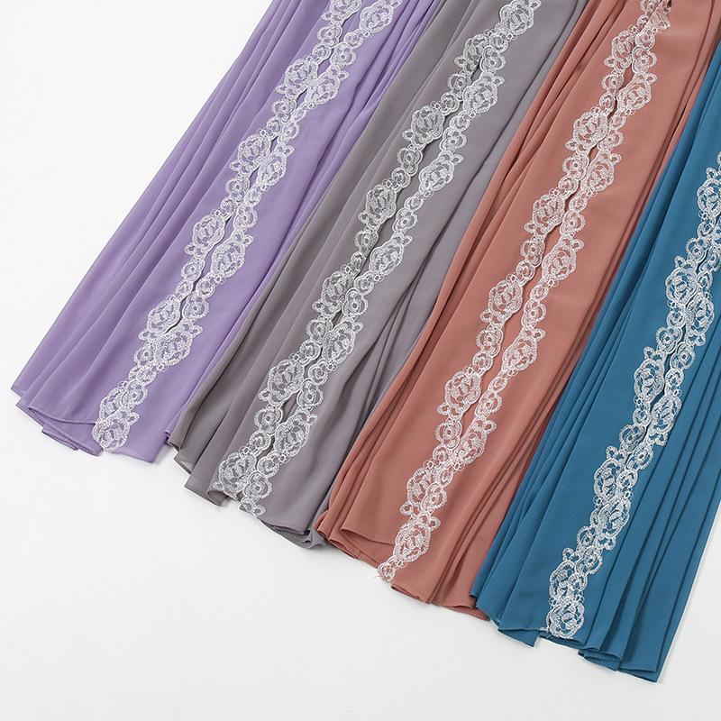 Flower Rose Embroidery Chiffon Hijab Scarf for Woman Muslim Hijabs Fashion Long Shawl Wrap Long Scarf Islam Turban Headscarf