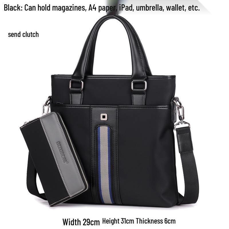 Men's Oxford Cloth Vertical Crossbody Shoulder Bag - Business Casual Style