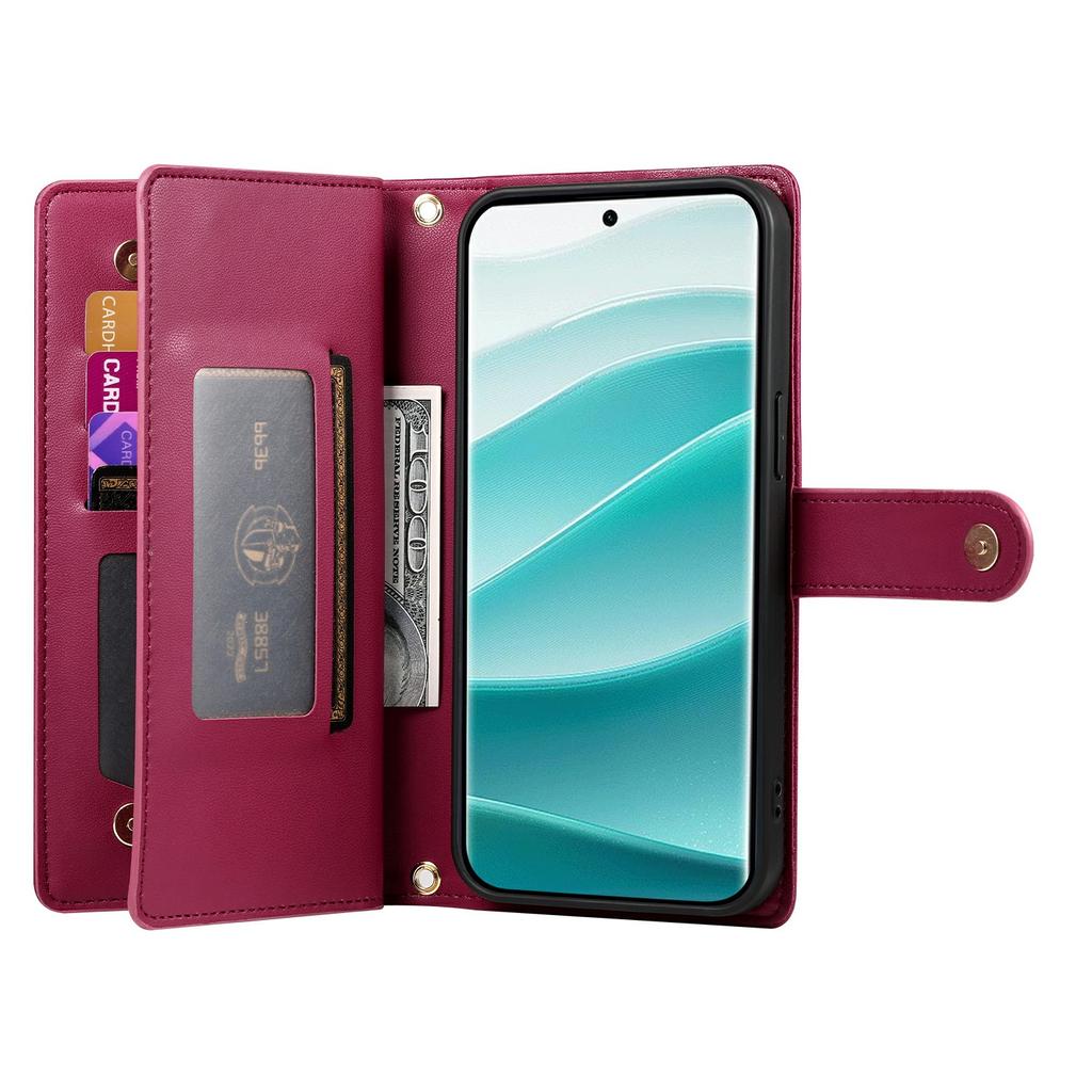 For Xiaomi Poco M8 5G/Redmi Note 15 5G (Global) Case Zipper Pocket Wallet Leather Phone Cover with Straps