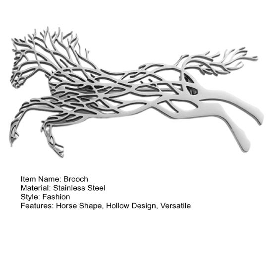 Brož Cvalající kůň Nerezová ocel Dutý design Brož Pin Umělecký design Oblečení Klobouky Tašky Odznak Módní doplňky