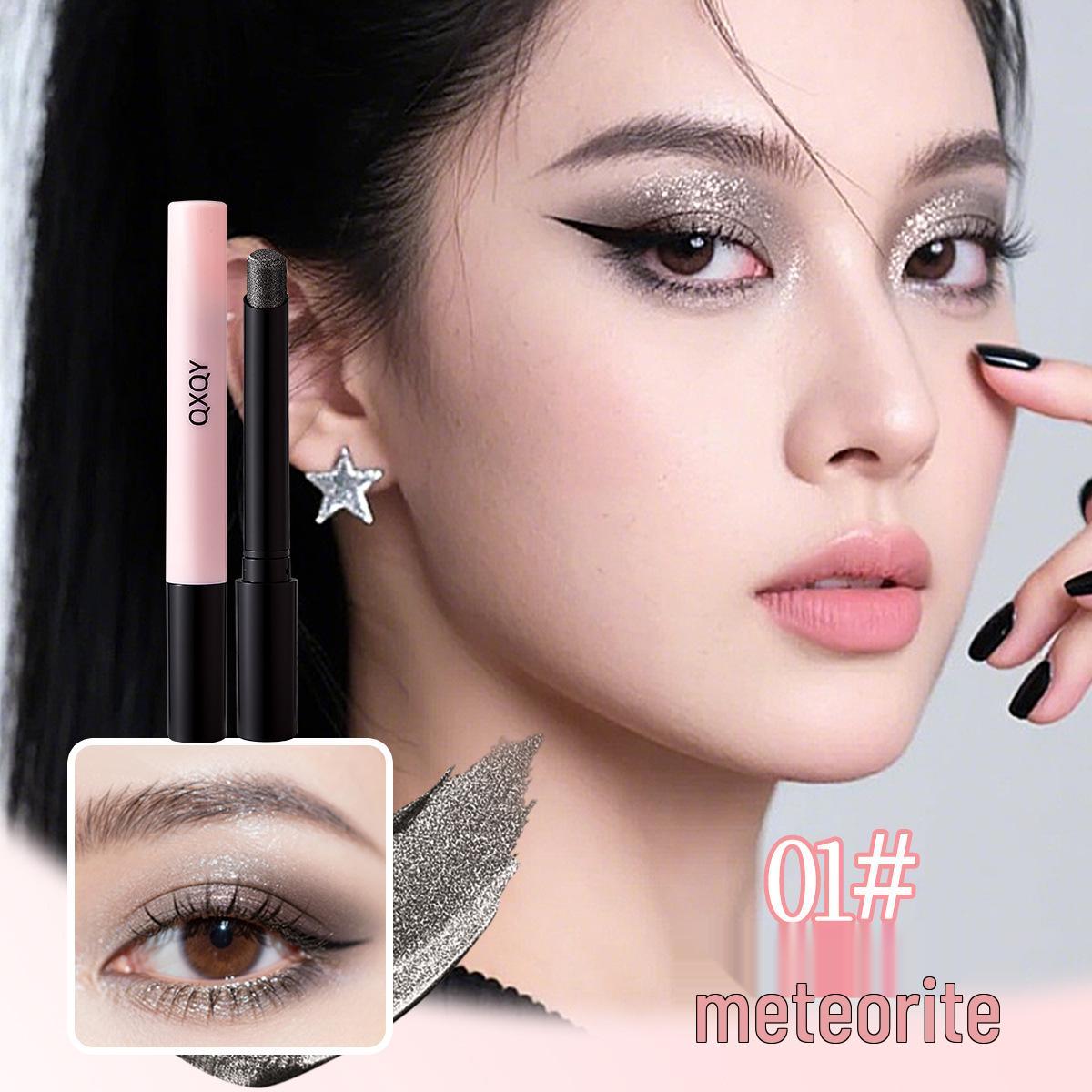 

QXQY One-Swipe High-Pigment Eyeshadow Stick for Newbies - Earth Tone Shimmer