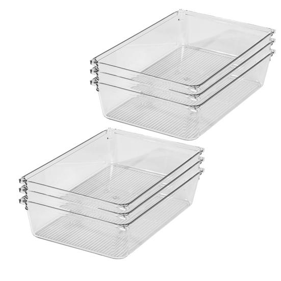 Drawer Compartment Storage Organizer Non Slip 6Pcs Clear Space Saving Transparent Storage Box