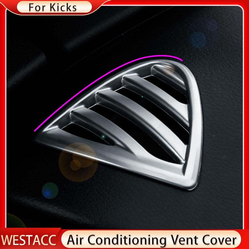 2 Stücke Chrom Auto Klimaanlage AC Outlet Vent Abdeckung Aufkleber für Nissan Kicks 2017 2018 2022 2023