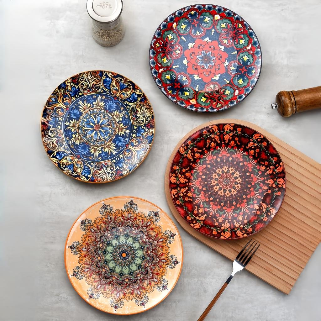 Bohemia Ceramic Large Plate Set Household Steak Plate Western Plate Creative Breakfast Plate Dish Plate Restaurant Flat Plate