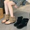 Flat-bottomed Cool Boots, Sleeves, Trousers, Short Boots, Flat-bottomed Flip-flops, Women's Models, New French Toe Sandals In Summer 2025