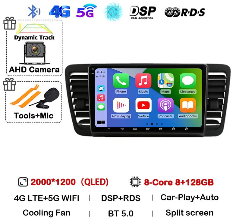 Android 14 Auto Carplay 4G+WiFi For Subaru Outback 3 Legacy 4 2003-2009 Car Radio Multimedia Video Player GPS 2din DVD Head Unit
