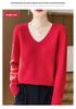 Women's V-Neck Thickened Wool Knit Sweater – 100% Pure Loose Fit
