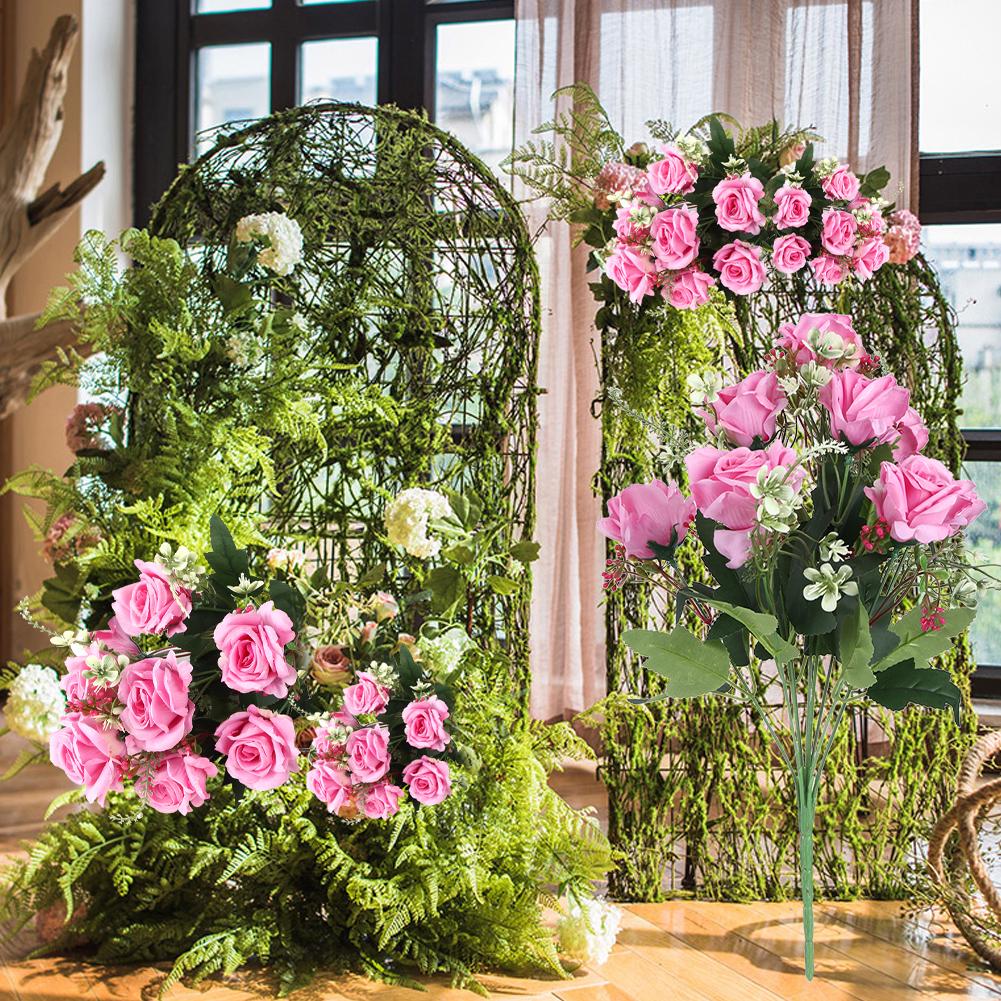 Artificial Rose Flowers Fake Simulation Plastic Flowers for Home Garden DecorPeach