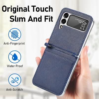 Anti -Scratch Matte Leather Protective Case For Samsung Galaxy Z Flip 4 5g Flip4 Zflip4 Flip3 Flip 3 Anti -Dust Card Holder Cover