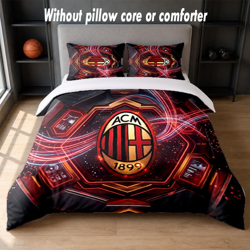 AC Milan Design Bed Bedding Set 1 Duvet Cover + 2 Pillowcases Soft Breathable Household Bed Linens