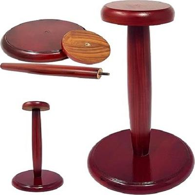 Round Base Wooden Helmet Stand Armor Helmet Stand Brown