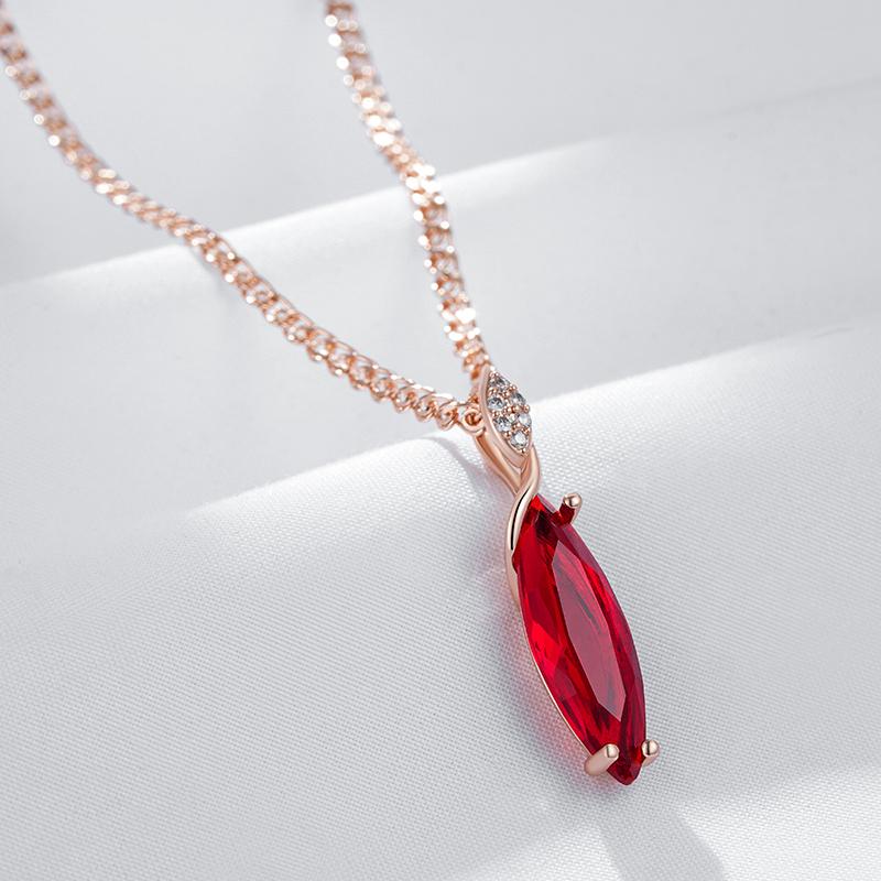 Oval Grey Crystal Pendant Necklace For Women  Rose Gold Color With Natural Zircon High Quality Daily Fine Jewelry