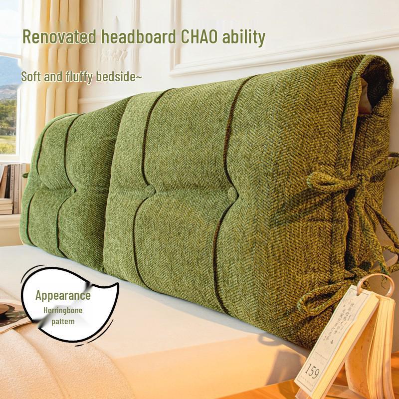2025 Herringbone Headboard Cushion: Soft Upholstered, Anti-collision, Fixable Bedside Pillow