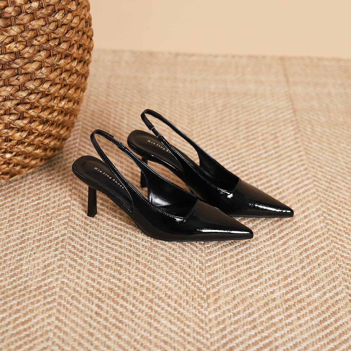 

9733-1 Backspace commuter single shoes pointed high heels simple shallow mouth bag head strap sexy stiletto single shoes women s shoes 35 чёрный