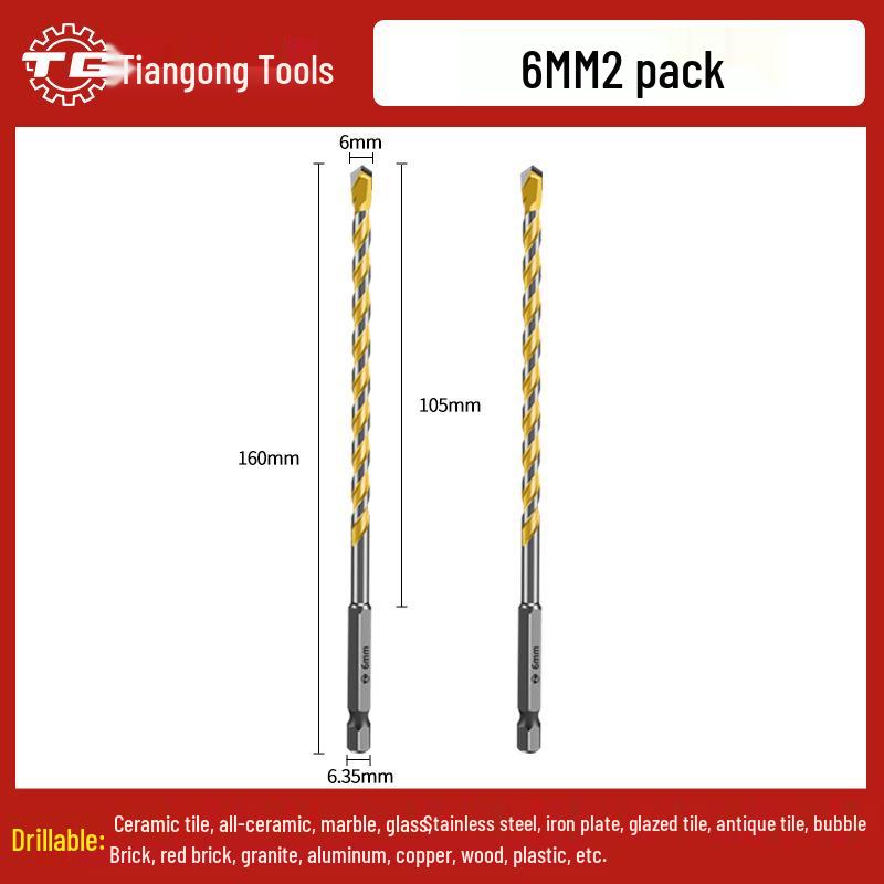 Tiangong Hex Shank Triangle Drill Bit for Concrete, Cement, and Brick Walls