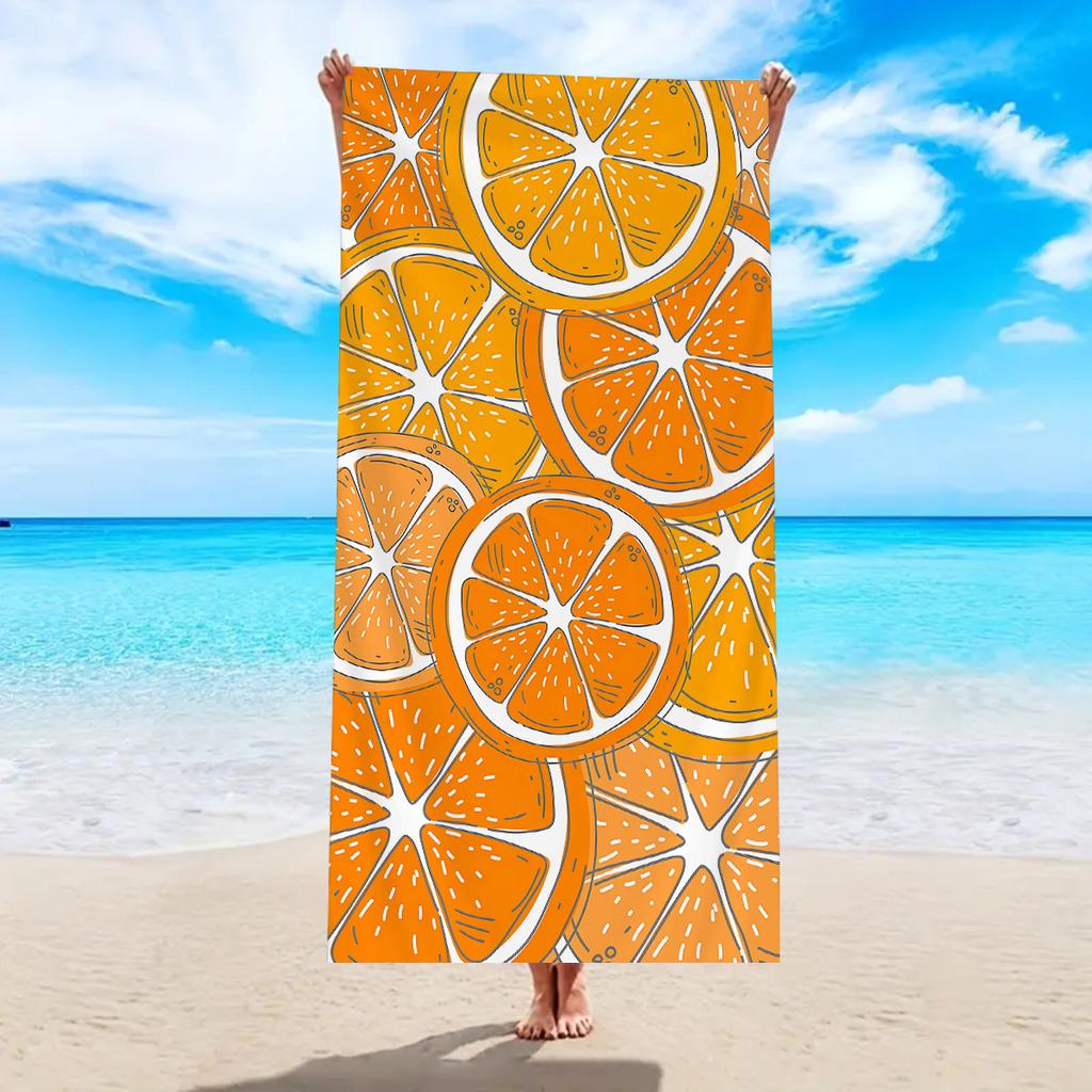 1pc Lemon Beach Towel, Ultra-fine Fiber Quick Drying Absorbent Beach Towel, Outdoor Camping, Swimming Beach Towel