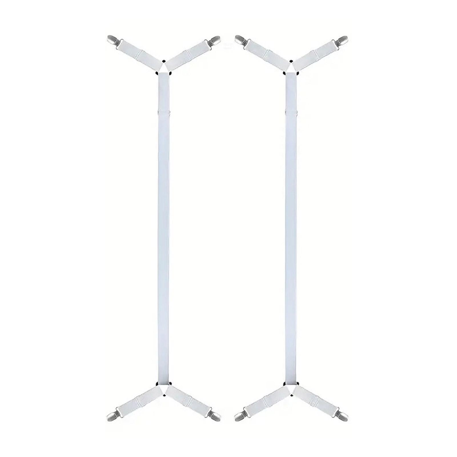 

Set of 2 Strong Polyester Bed Sheet Tensioners with Metal Clips Secure Fit Sheets Nonslip Design Bed Sheet Holder Strap белый