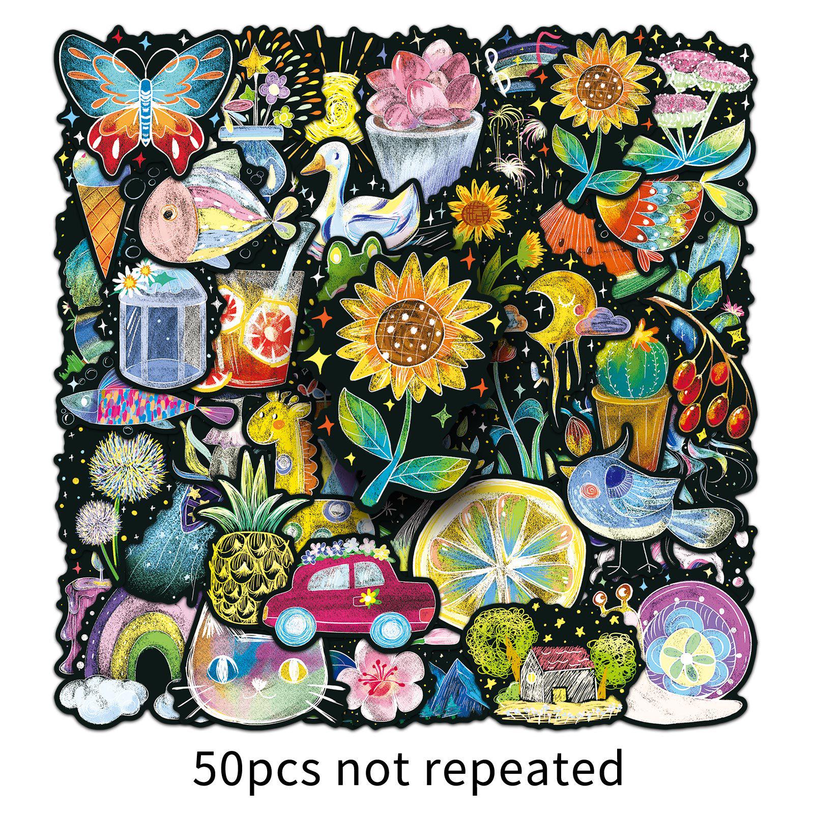 

50 Sheets Waterproof Cartoon Stickers for Kids - Colorful, Non-Infringing, Decorative Doodling & Journaling Set