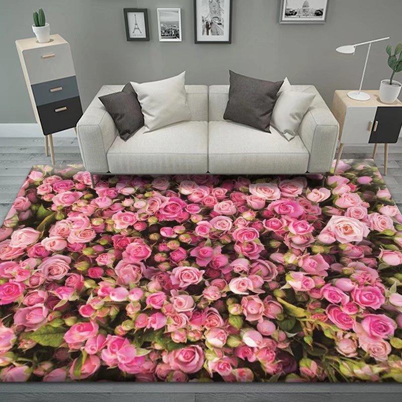 3D Green Lounge Carpet Home Living Room Decor Chamomile Flower Pattern Decoration Bedroom Room Rug Soft Fluffy Bedside Floor Mat