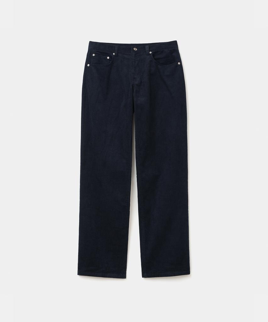 UNIFORM BRIDGE Corduroy Slim Straight Pants Navy