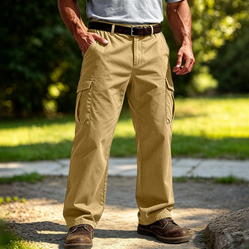 Men's Cargo Sweatpants with Elastic Waistband and Drawstring Straight Leg Joggers for Casual Everyday Wear