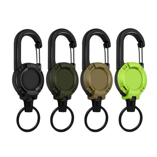 1/4Pcs Retractable Keychain with 60CM Steel Cord Heavy Duty Carabiner Badge Reel ID Holder Extendable Camping Hiking Hanging Buckle Keyring