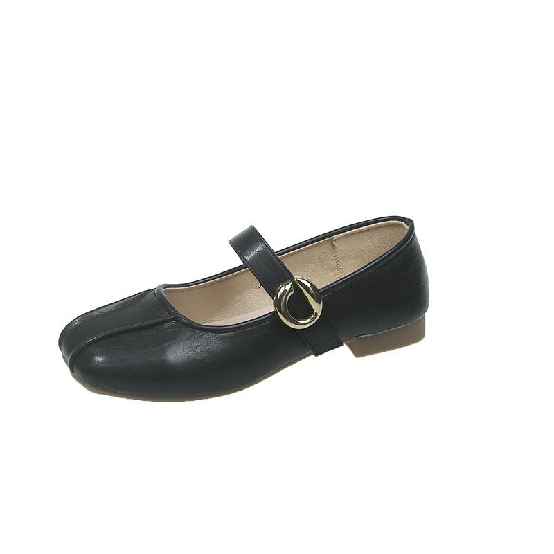 

2025 новые однословные французские ретро универсальные туфли на мягкой подошве с квадратным носком для通勤, туфли Мэри Джейн, туфли на небольшом каблуке из маленькой кожи 40 чёрный