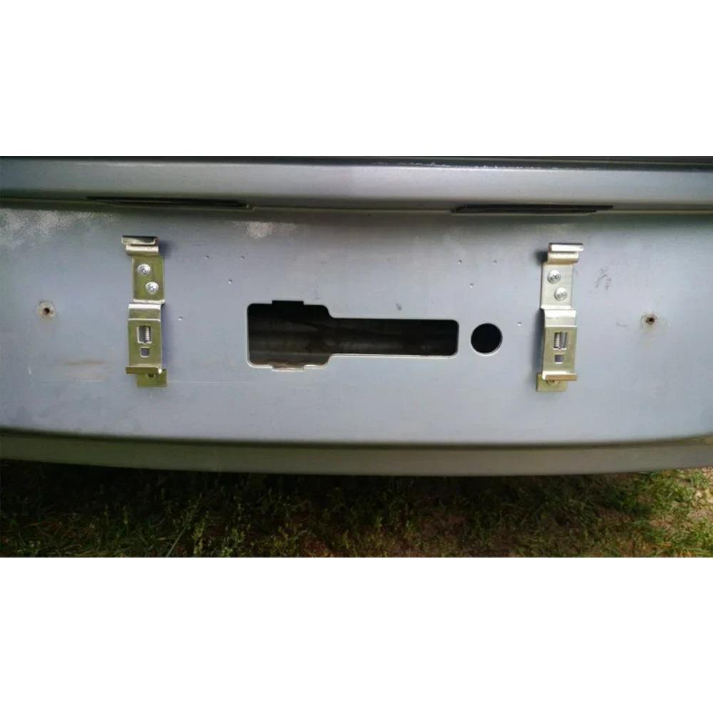 2 PCS Rectangular Car License Plate Spring Loaded Stainless Steel Bracket Cars Frame Holder Clamps Trailer Number Plate Clips