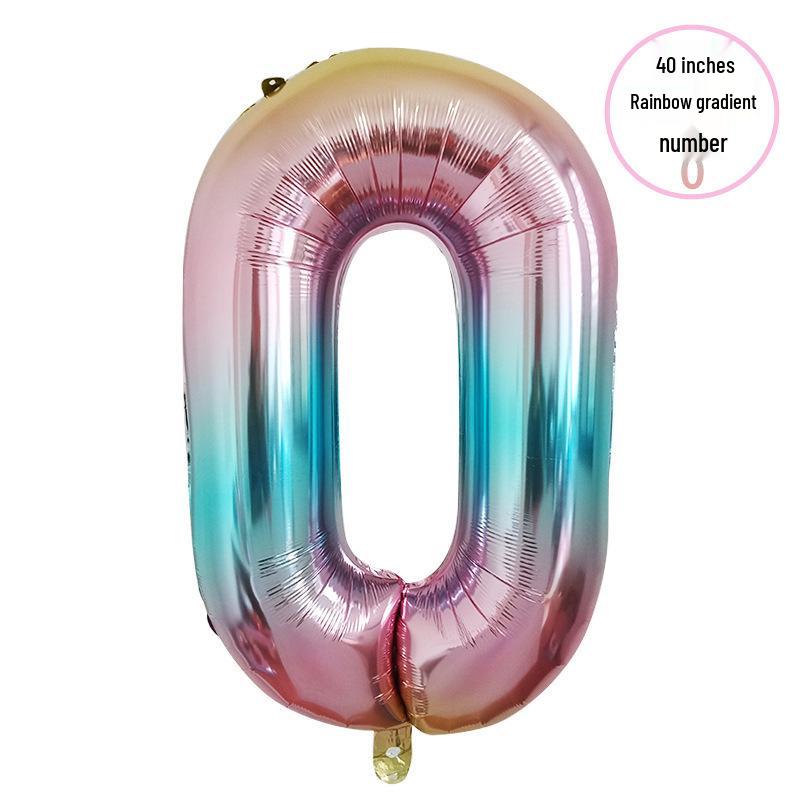 40" Rainbow Gradient Aluminum Foil Number Balloon Birthday Decoration Ornaments for Kids, Helium-Compatible