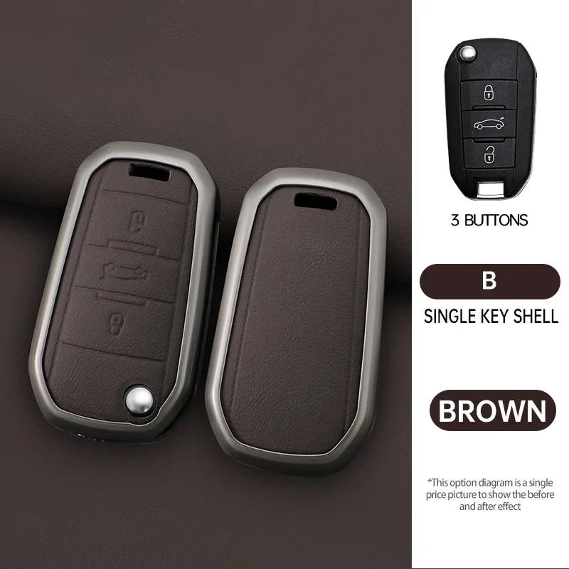 

Zinc Alloyleather Shell For Peugeot 208 2008 308 3008 408 508 107 301 Citroen C4 Cactus C5 Ds4 Ds5 Car Key Cover Case Holder Fob