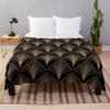 Art Deco Geometric Gold Black Pattern Throw Blanket